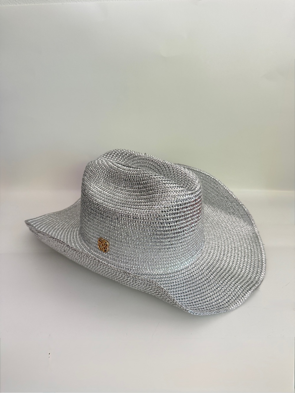 Daisy Fuentes Metallic Silver Cowboy Hat Western Disco Country Festival Cowgirl